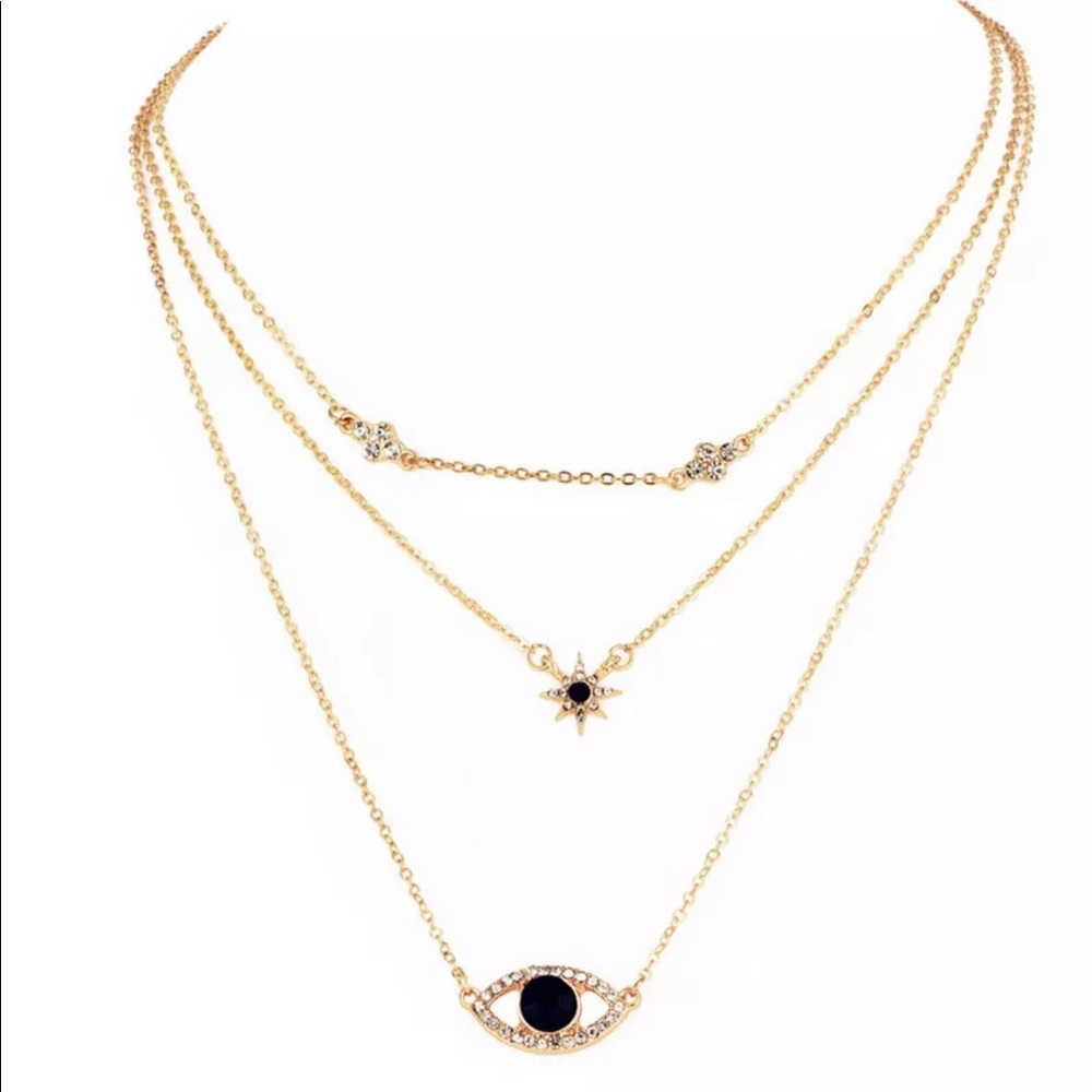 ❖RESTOCKED Boho Layered Evil Eye Necklace ❖ - Picture 2 of 4